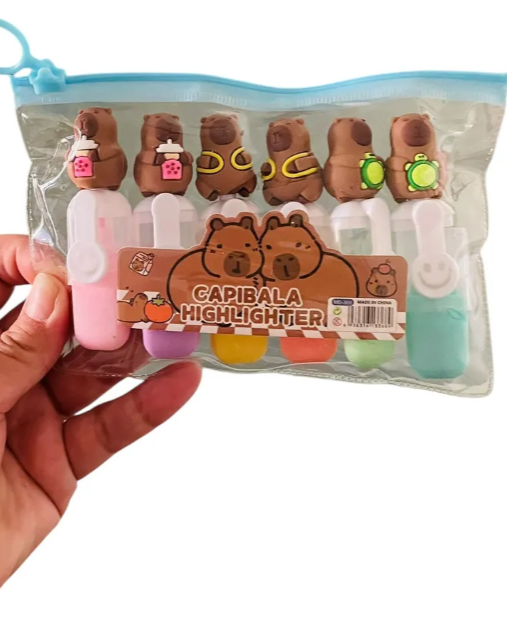 Capibara - pack de 6 mini subrayadores