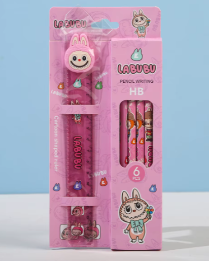 LaBubu - set 7 piezas regla y lapices HB