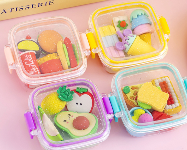 Mini tupper con gomas de borrar